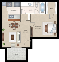 Brussels - One Bedroom / One Bath - 506 Sq. Ft.*